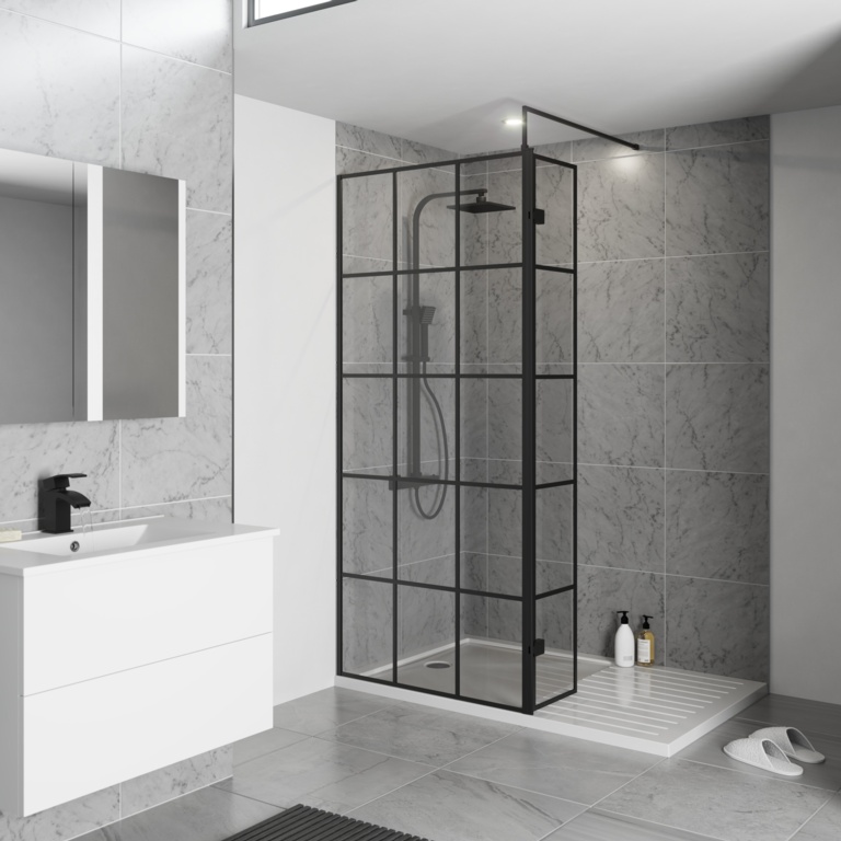 Kartell Krittal Wetroom Screen Black Stax Trade Centres